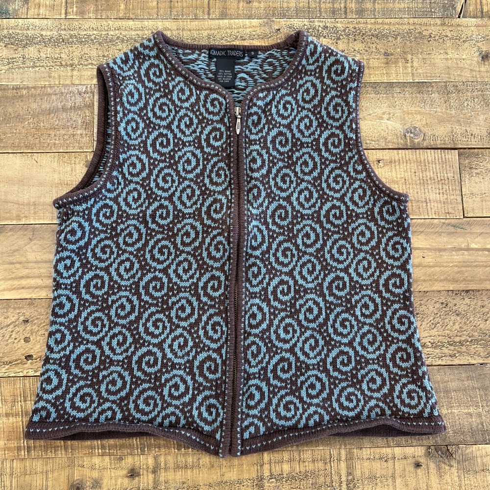 Nomadic Traders Full Zip Sweater Vest Ramie & Cotton Womens Small